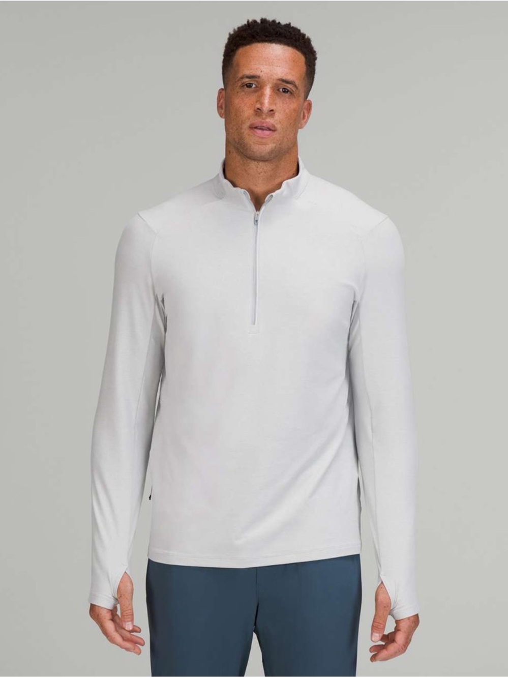 Lululemon Men’s Surge Warm Reflective 1/2 Zip Heathered Sea Salt, Large